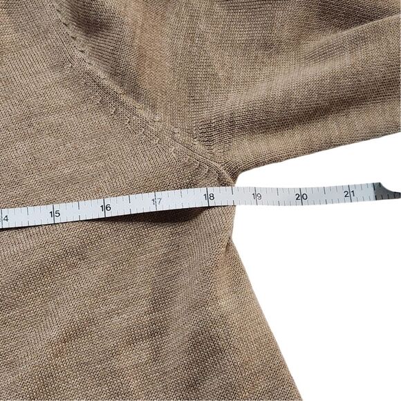 Tristan Long Belted Cardigan Tan Wool Blend Open Front Women's Size Medium - Picture 9 of 10